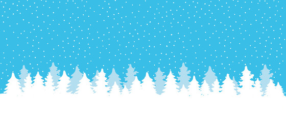 Wall Mural - White snow falling on blue sky. Seamless background pattern. Snowflakes design for christmas greeting card banner od package