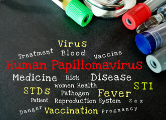 Sticker - Human papillomavirus (HPV), a most common sexually transmitted infection. Medical concept for HPV infection prevention. 