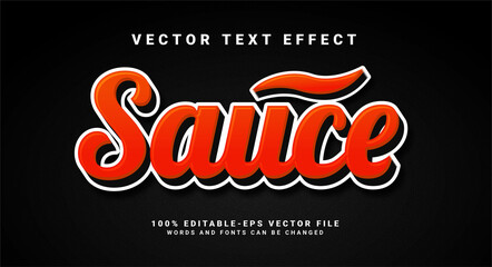 Wall Mural - Sauce 3D text effect. Editable text style effect with red color theme.