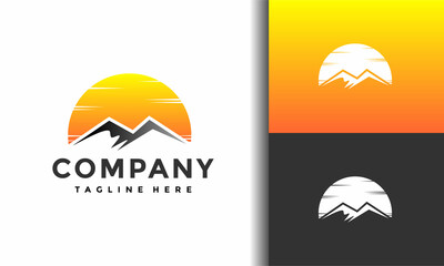 Poster - mountain sun sunset logo