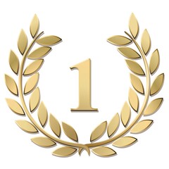Wall Mural - 3D gold laurel wreath 1 vector isolated on a white background	
