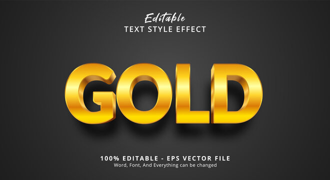 Editable text effect, Gold text on bold style effect