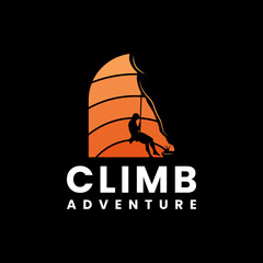 Wall Mural - man on the climb adventure logo template