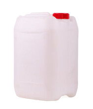 White Plastic Jerry Can Isolated On A White Background