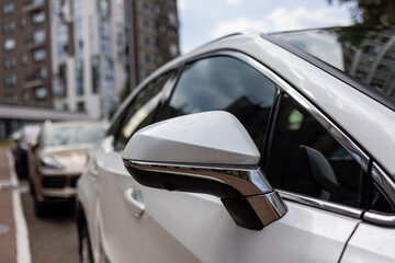 Wall Mural - Rear view of the side doors of a shiny polished car.