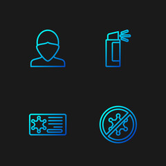 Sticker - Set line Protest, Police badge, Vandal and Pepper spray. Gradient color icons. Vector