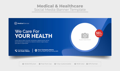 Medical and healthcare facebook cover photo design or web banner for medical service business