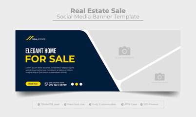 home sale facebook cover photo and web banner for real estate sale business template