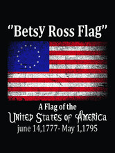 Betsy Ross Flag Usa Vantage Grunge Distressed Flag Patriotic Tshirt Design