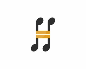 Sticker - Two music note forming H Letter logo