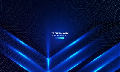 Wall Mural - Dark blue light abstract technology background