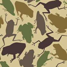 Seamless Pattern Illustration Of Frog Camouflage (vector)
