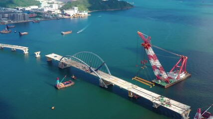 Wall Mural - Cross harbor bridge under construction