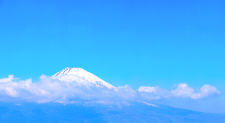 Wall Mural - Sacred Mount Fuji (Fujiyama) in clouds, Japan