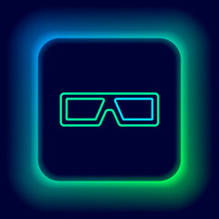 Wall Mural - Glowing neon line 3D cinema glasses icon isolated on black background. Colorful outline concept. Vector