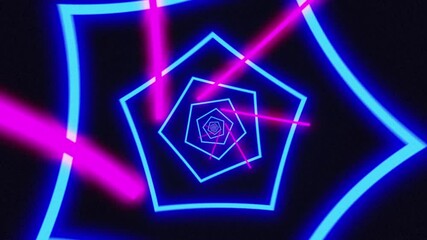 Wall Mural - loop glow neon flow tunnel hexagon background