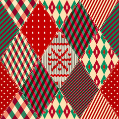 Fototapete - Patchwork textile pattern. Seamless quilting design background.