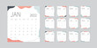 Calendar 2022 template. Week Starts Sunday. Minimal calendar planner design. Trendy editable. Vector illustration