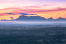 Panorama Image Mist View Point Wat Khao Lan At Amphoe Wang Sombun, Sa Kaeo Province , Thailand
