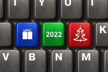 Poster - Computer keyboard with Christmas keys