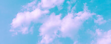 Abstract Cloudy Background Blie And Purple Pastel Color, Panoramic Background