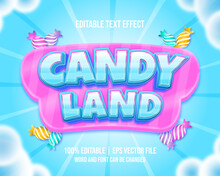 Candy Land Editable Text Effect Cartoon Games Style Vector