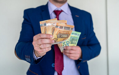 Wall Mural -  businessman hands counting euro money, finance