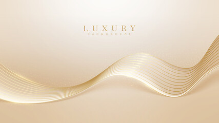 Luxury background with glitter golden lines elements, Banner cover design.