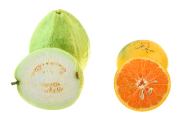 Wall Mural - Fruit with slice on a white background.