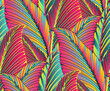 graphic leaves exotic foliage seamless pattern in pop shades