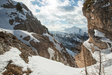 Dolomites winter mountains ski resort