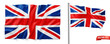 Vector realistic illustration of United Kingdom flags on a white background.