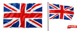 Fototapeta  - Vector realistic illustration of United Kingdom flags on a white background.