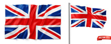Vector Realistic Illustration Of United Kingdom Flags On A White Background.