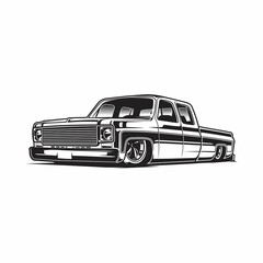 Wall Mural - pickup truck silhouette pickup truck black and white