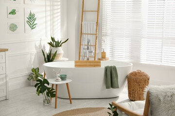 Wall Mural - Stylish bathroom interior with green plants. Home design