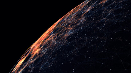 Wall Mural - earth logistics/connection lines around earth globe, futuristic technology theme background logistic