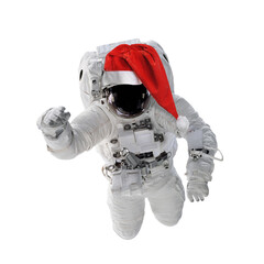 Wall Mural - astronaut in space suit and red santa hat