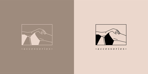 Delicate logo for a female business, a linear image of a female figure. Natural beauty and youth. Minimalistic woman, simple logo for beauty, health, personal care, massage industry.