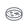 Petri dish with bacteria line icon. Laboratory experiment and glassware vector outline sign.