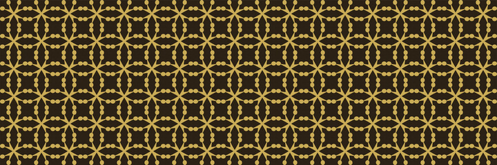 Poster - Trendy background images with golden floral ornament on black background for your design projects, seamless patterns, wallpaper textures with flat design. Vector illustration