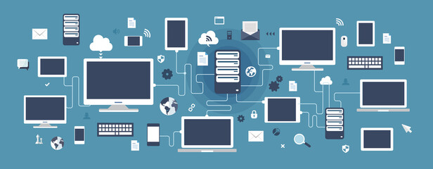 Wall Mural - modern flat design isometric concept of cloud technology