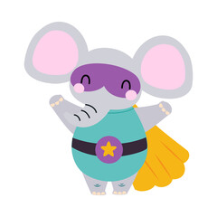 Poster - Elephant Animal Superhero Dressed in Mask and Cloak Vector Illustration