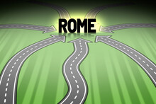 All Roads Lead To Rome - Illustration Of Famous Proverb