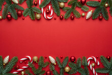Red Merry Christmas And Happy New Year Background