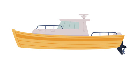 Wall Mural - Motorboat or Speedboat as Watercraft or Swimming Water Vessel Vector Illustration