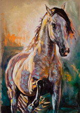 Brown Horse Modern Painting Artwork Oil On Canvas