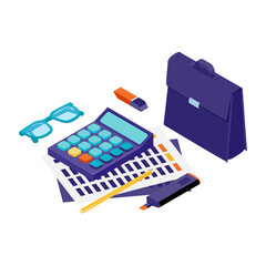 Sticker - Isometric Accountants Stationery Composition