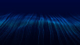 Fototapeta Pokój dzieciecy - Dynamic sound wave. Blue energy flow concept. Cyberspace background. 3D rendering.