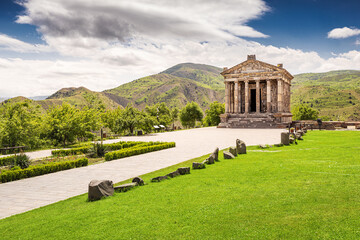 Wall Mural - Panoramic view of the Garni Temple - one of the main travel and sightseeing attractions of Armenia, located near Yerevan